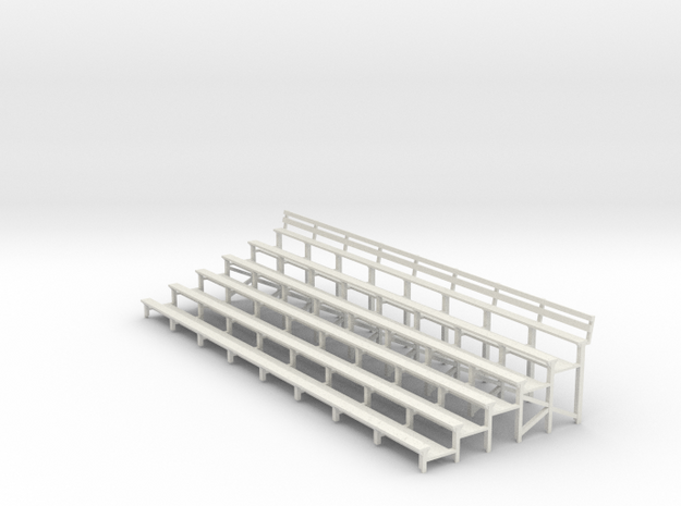 Bleachers 1-43 Scale With Back Rest in White Natural Versatile Plastic