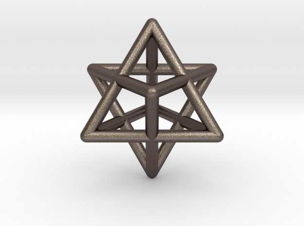 Merkaba Star Tetrahedron Pendant in Polished Bronzed Silver Steel