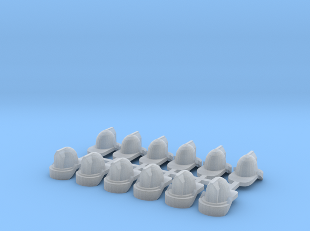 1/64 Fire Helmets (12) in Smooth Fine Detail Plastic