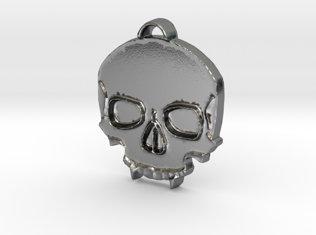 Vampire Skull in Polished Silver: Medium