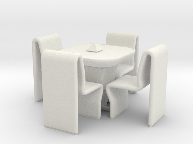 Ten Forward Table Set (Star Trek Next Generation) in White Natural Versatile Plastic: 1:30