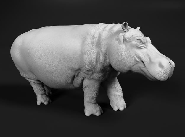 Hippopotamus 1:12 Walking Male in White Natural Versatile Plastic