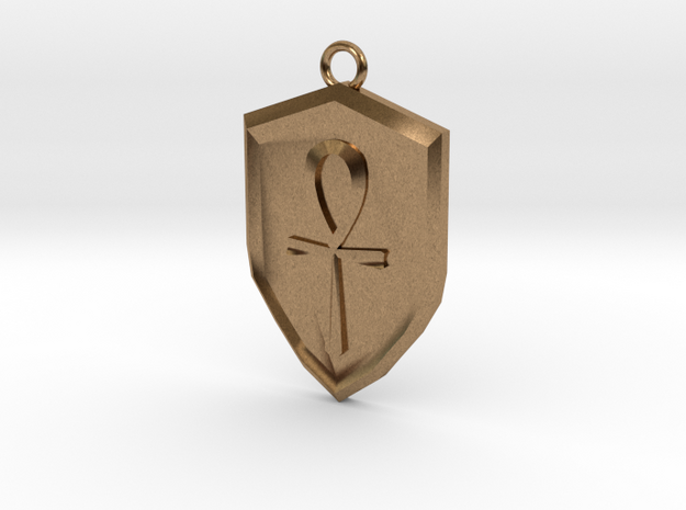 Order Shield Pendant in Natural Brass