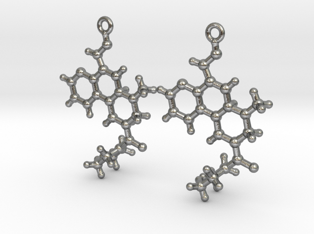 LSD Molecule Earrings in Natural Silver