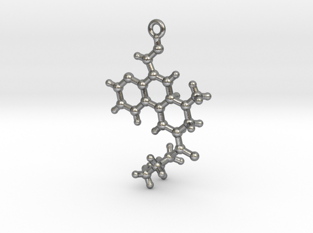 LSD Molecule Pendant in Natural Silver
