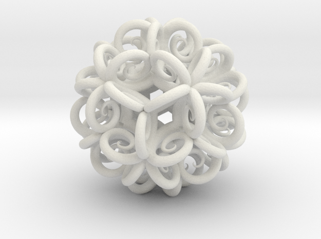 Spiral Fractal Clew in White Natural Versatile Plastic: Extra Small
