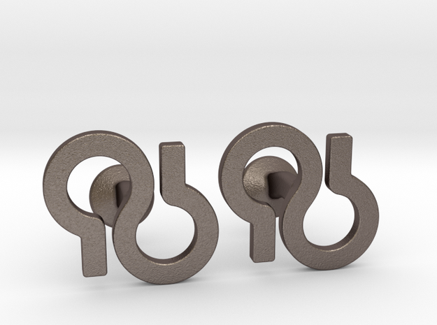 Custom Logo Cufflinks in Polished Bronzed Silver Steel