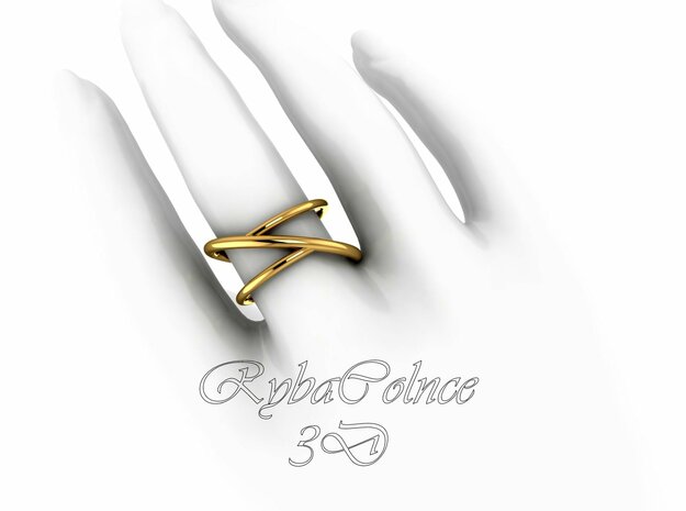 Ring The Asymmetry / size  7US ( 17,7 mm) in 14k Gold Plated Brass