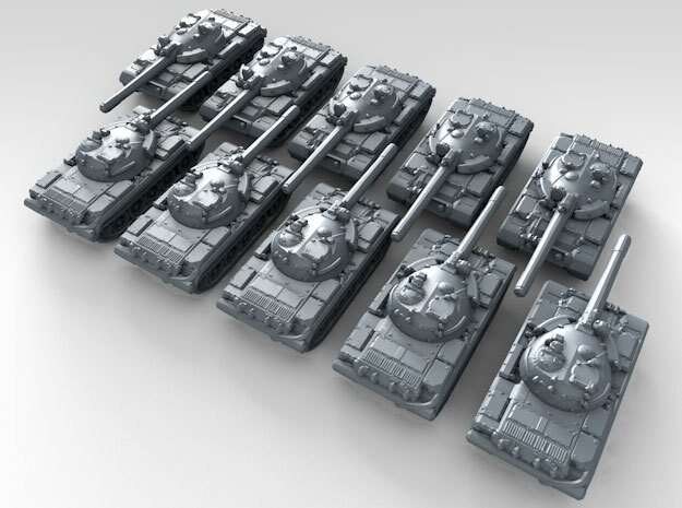 1/600 Russian T-55M1 Main Battle Tanks x10 in Clear Ultra Fine Detail Plastic