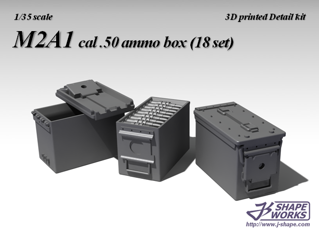 1/18 M2A1 cal.50 Ammo Box (9 set) in Tan Fine Detail Plastic