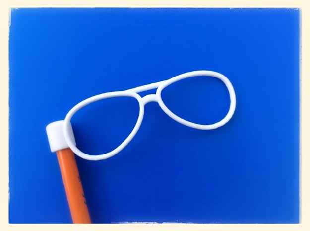 Glasses Penciltop: The Flyer in White Processed Versatile Plastic