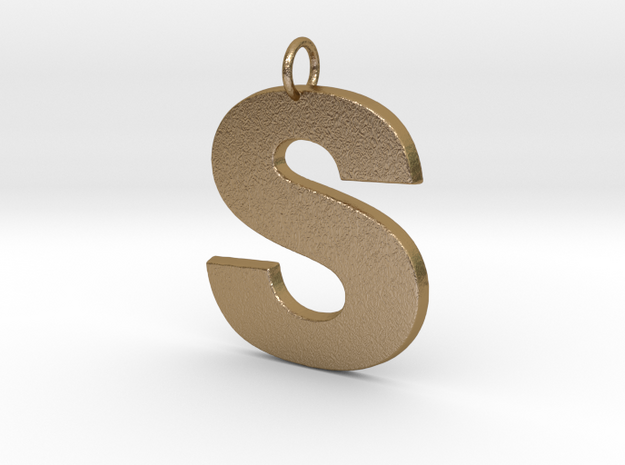 S Pendant in Polished Gold Steel