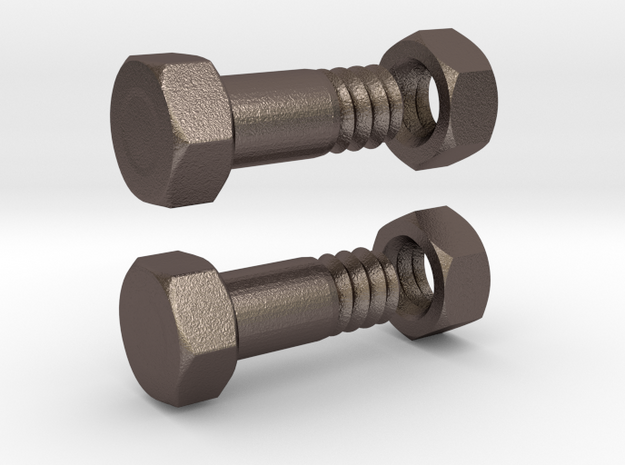 Tunnel - Bolt 4mm Pair with nut in Polished Bronzed Silver Steel