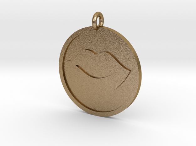 Lips Pendant in Polished Gold Steel
