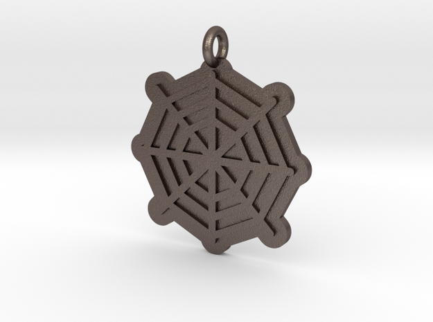 Spider Web Pendant in Polished Bronzed Silver Steel
