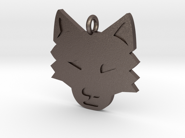 Wolf Pendant in Polished Bronzed Silver Steel