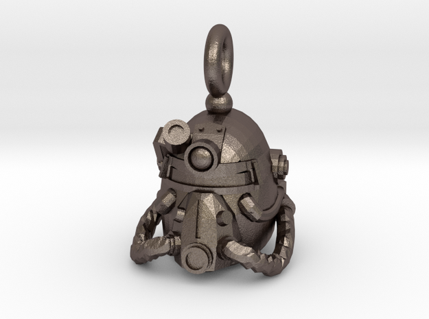 Power armor pendant in Polished Bronzed Silver Steel