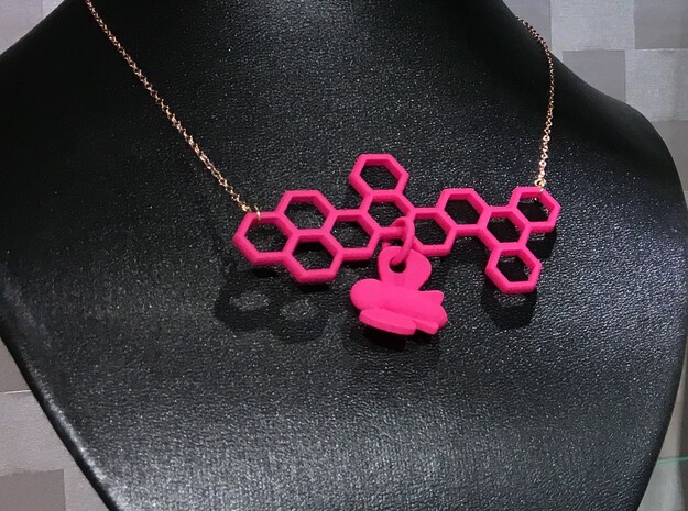 Honeycomb with Bee in Pink Processed Versatile Plastic