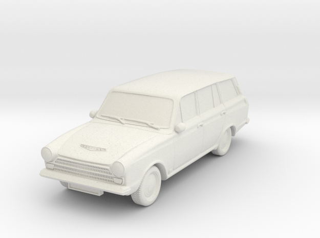 1-87 Ford Cortina Mk1 Estate Wheels Attached in White Natural Versatile Plastic
