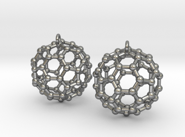 BuckyBall C60 Earring, Silver, 1.7cm. 2 Pieces. in Natural Silver