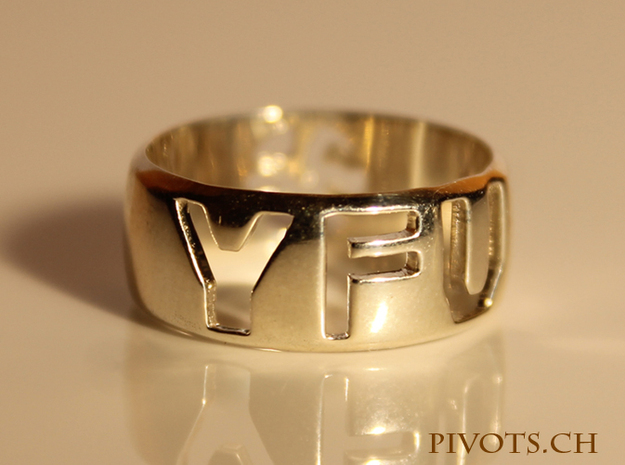 YFU Ring Cut Out in Polished Silver