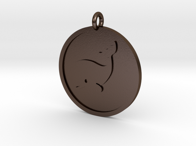 Whale Pendant in Polished Bronze Steel