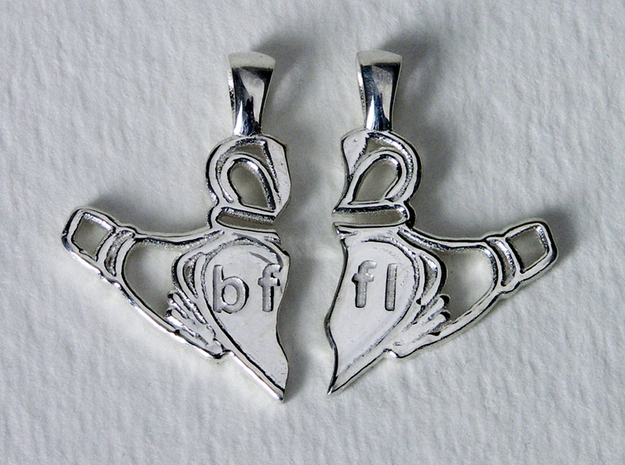 Claddagh Pendants 'Best Friends For Life' in Polished Silver