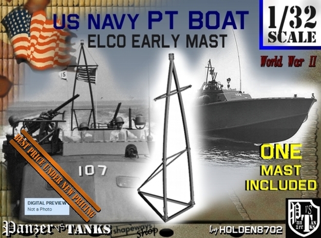 1-32 Elco PT Boat Early Mast in Tan Fine Detail Plastic