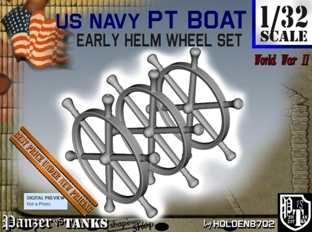 1-32 PT Boat Helm Wheel Set in Tan Fine Detail Plastic