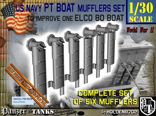 1-30 PT Boat Mufflers Set in Tan Fine Detail Plastic