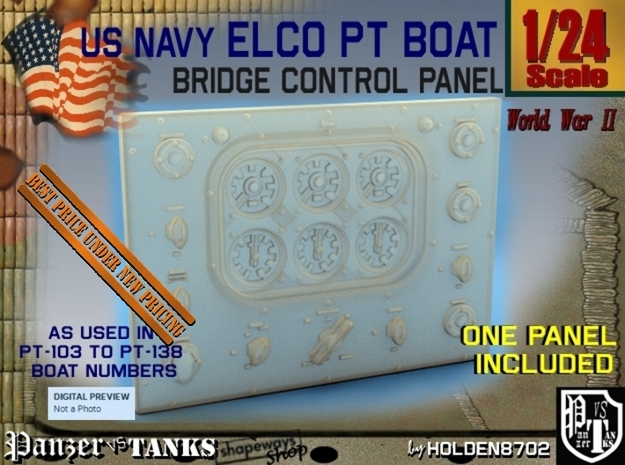 1-24 PT Boat Bridge Control Pannel Typ1 in Tan Fine Detail Plastic