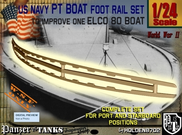 1-24 Elco 80 Foot Rail For PT Boat in White Natural Versatile Plastic
