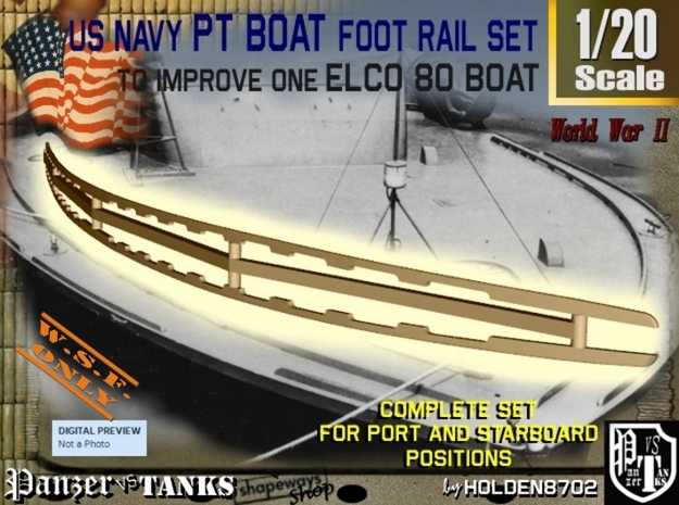 1-20 Elco 80 Foot Rail For PT Boat in White Natural Versatile Plastic