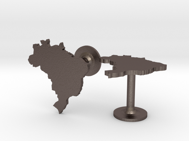 Brazil Cufflinks in Polished Bronzed Silver Steel