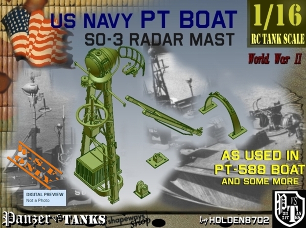 1-16 SO-3 Radar Mast PT-588 in White Natural Versatile Plastic