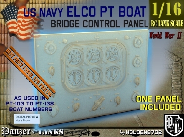 1-16 PT Boat Bridge Control Pannel Typ1 in Tan Fine Detail Plastic