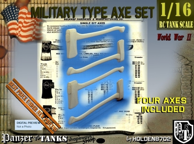 1-16 Military Type Axe Set in Tan Fine Detail Plastic