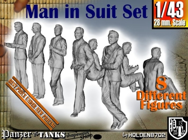 1-43 Man In Suit SET in Smooth Fine Detail Plastic
