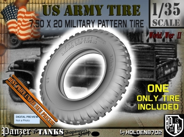 1-35 Tire 750x20 in Tan Fine Detail Plastic