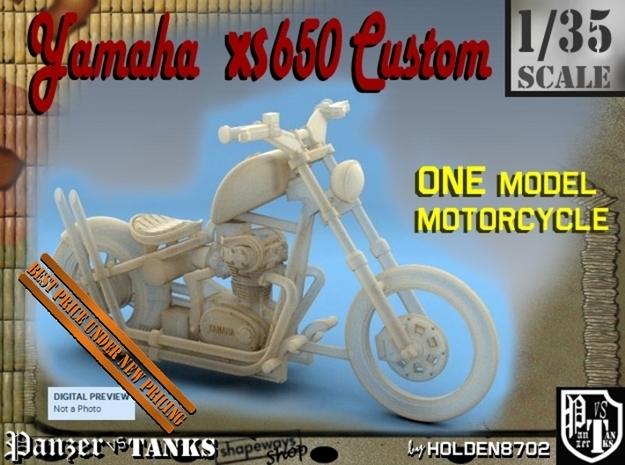 1-35 Yamaha XS650 Custom in Tan Fine Detail Plastic