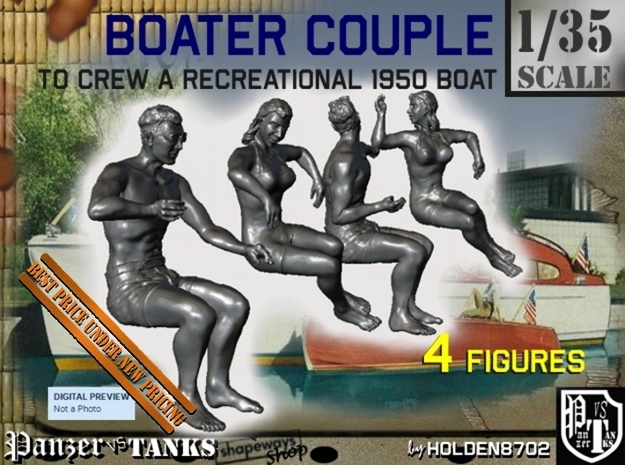 1-35 Recreation Boat Couple Set 1 in Smooth Fine Detail Plastic
