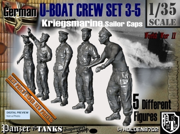 1-35 German U-Boot Crew Set3-5 in Tan Fine Detail Plastic