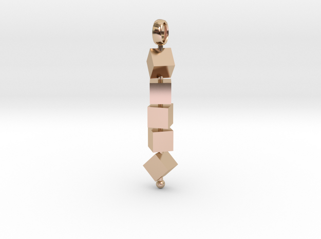 Totem of Cubes (Still) in 14k Rose Gold Plated Brass