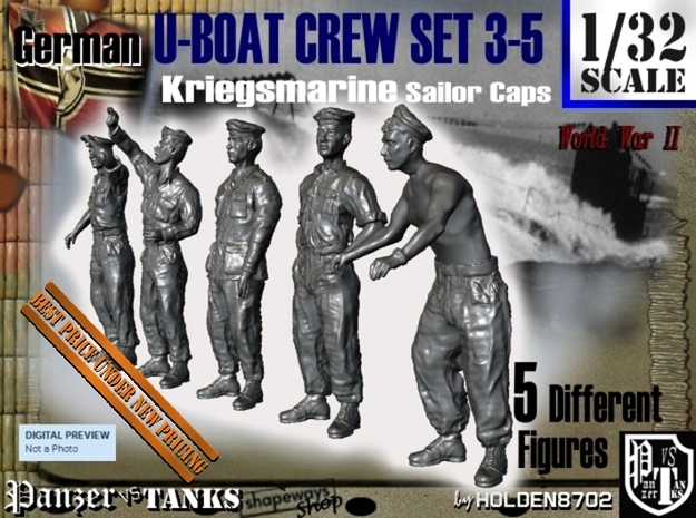 1-32 German U-Boot Crew Set3-5 in Tan Fine Detail Plastic