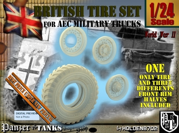 1-24 Britsh Tire 14 00x20 00 in Tan Fine Detail Plastic