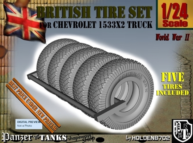 1-24 Chevy LRDG Tire Set1 in Black Natural Versatile Plastic