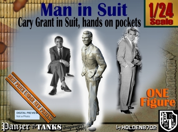1-24 Cary Grant In Suit Hands Pockets in White Natural Versatile Plastic