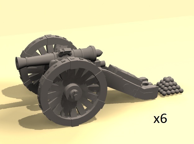 1/160 Prussian Dieskau M1754 6-pdr cannon (6) in Smooth Fine Detail Plastic