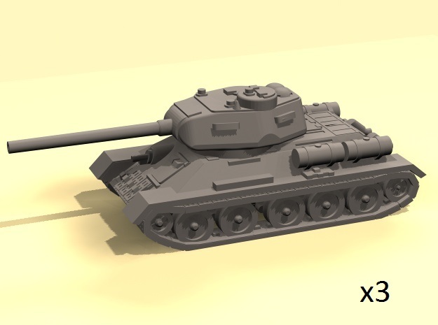 1/160 T-34-85 tank (3) in Smooth Fine Detail Plastic