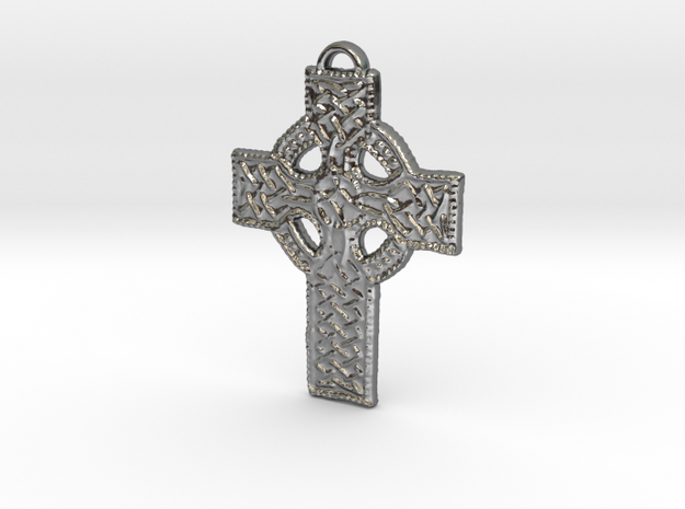 Roped Celtic Cross in Polished Silver: Large